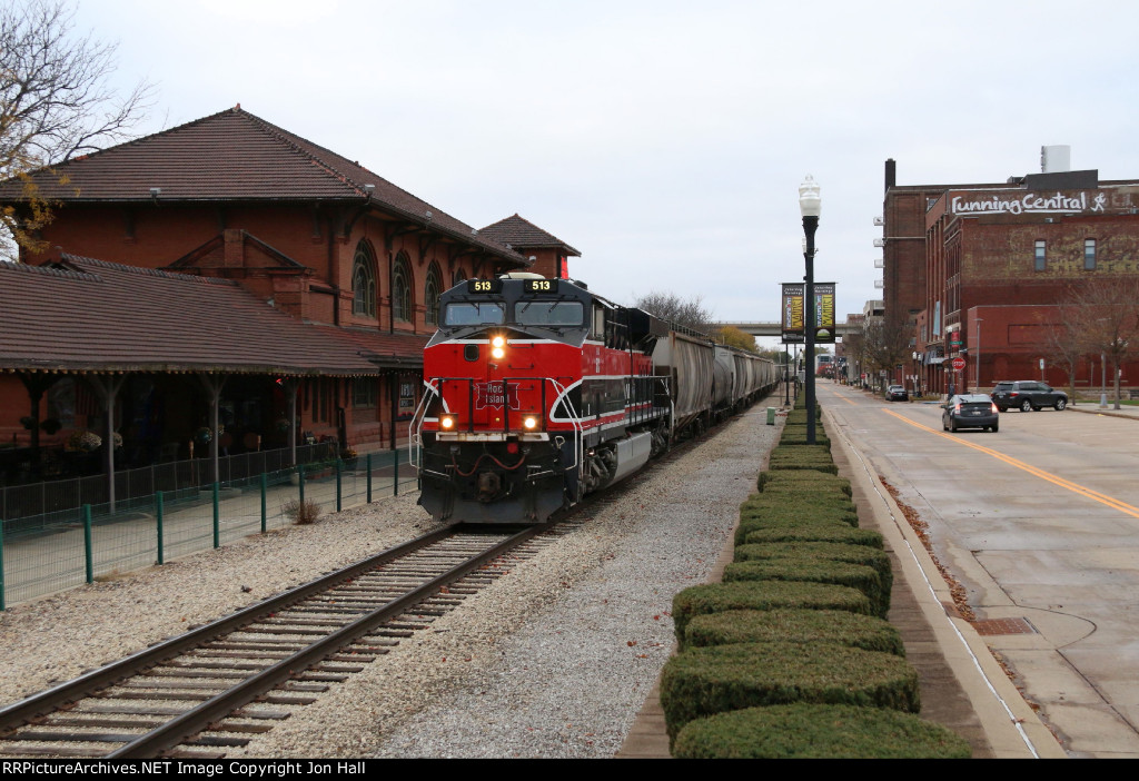 513 passes River Station, the original Rock Island depot and freight house